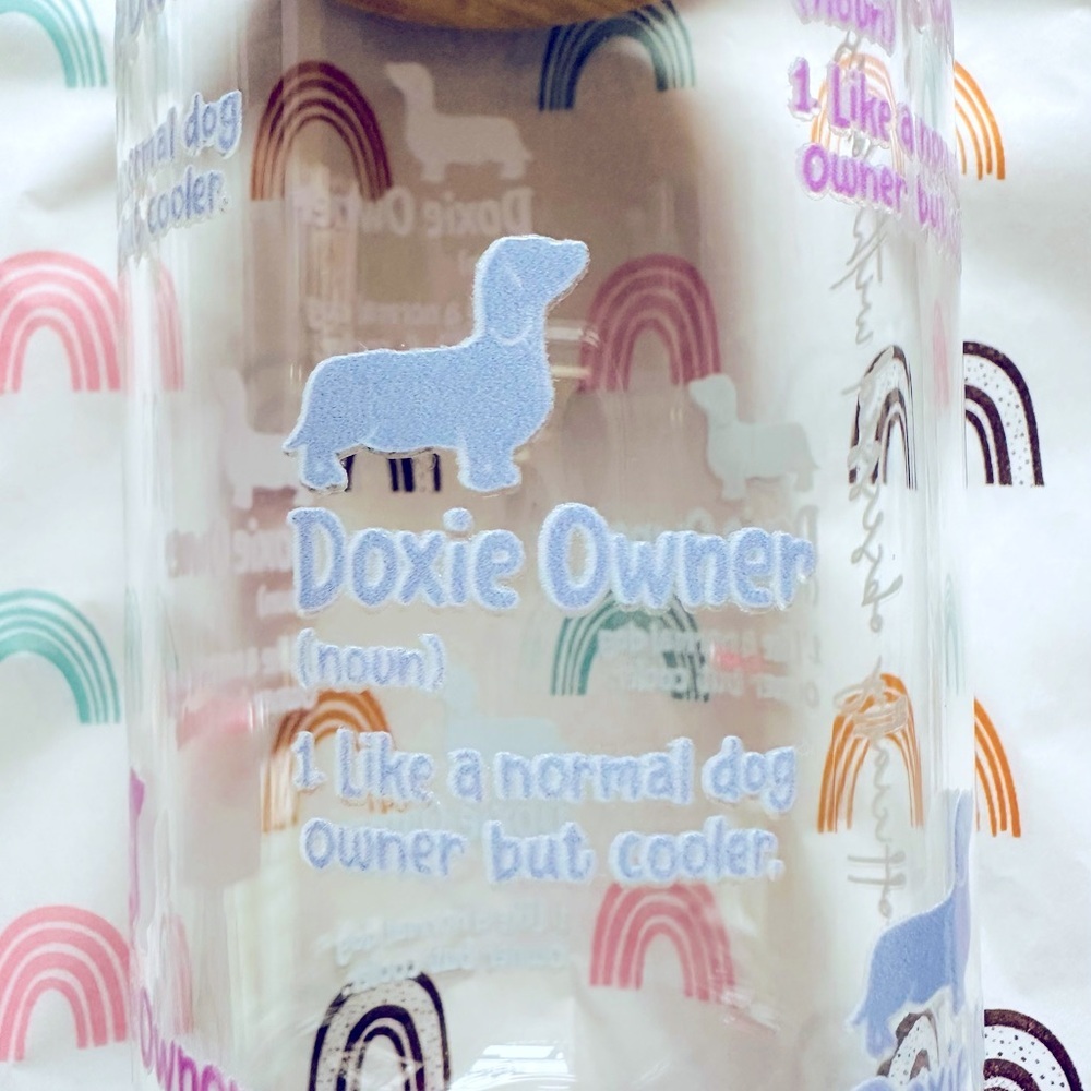 NEW Doxie Owner 16oz Glass Cup with Glass Straw - Picture 6 of 6